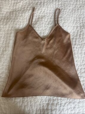 Wilfred Satin V-Neck Cami Tank Top in Light Brown